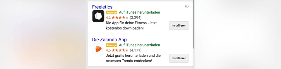 Anzeigen für Apps