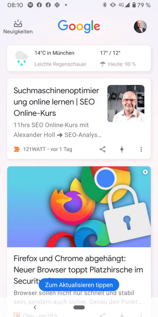 121WATT Seo Online Kurs auf Google Discover