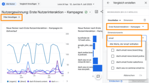 UTM-Parameter mit GA4 analysieren - Erste Nutzerinteraktion - Filter