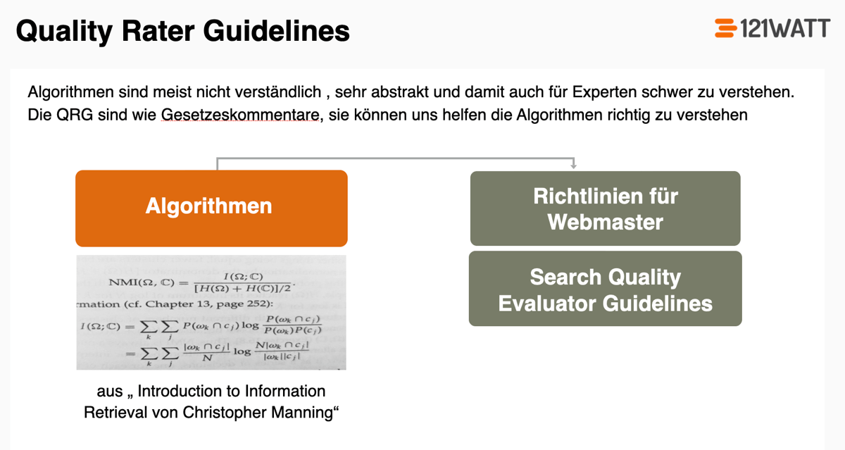 Quality Rater Guidelines als Übersetzung für Algorithmen