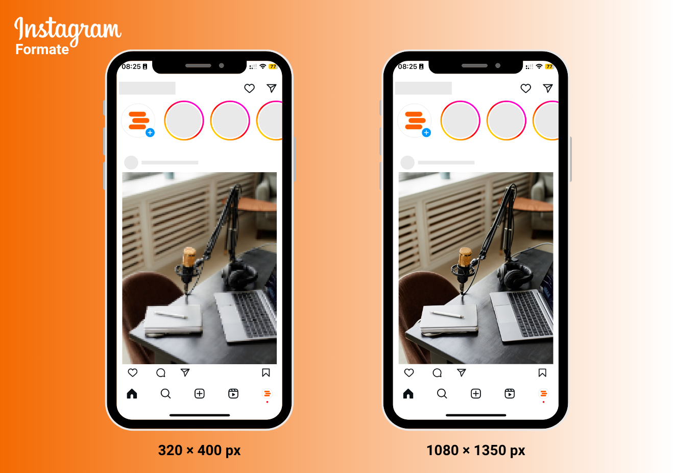 Achte bei deinen Instagram-Beiträgen auf die Auflösung. Dein Bild oder Video sollte eine Breite von 1080 Pixeln haben. Ist die Auflösung geringer, werden Bilder in schlechterer Qualität dargestellt. 