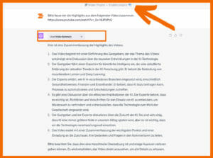 Video Summary - Beispielprompt