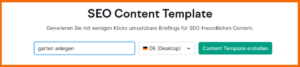 Semrush - Ansicht SEO Content Template