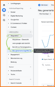 Lebenszyklus > Akquisition > Neu generierte Zugriffe: Sitzung – Standard-Channelgruppe 