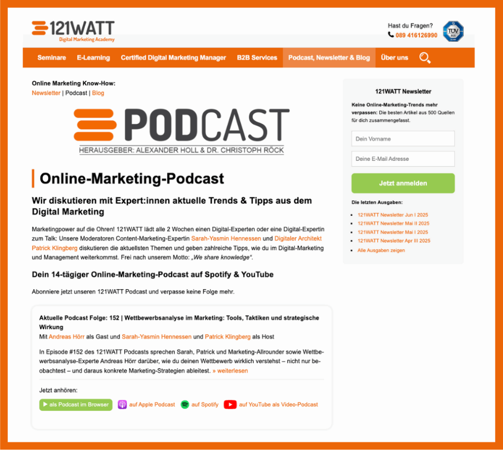 Hub-Content: 121WATT Podcast