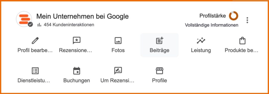 Mein Unternehmen bei Google-Schaltfläche