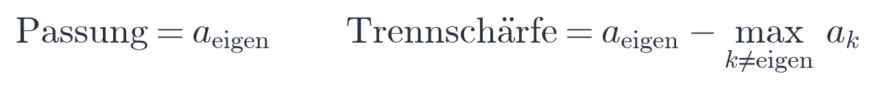 Formel: Passung und Trennschärfe